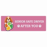 カーサイン 高齢者マーク SENIOR SAFE DRIVER イングリッシュコッカースパニエル ステッカー シール 長方形 20x6.7cm 肉球 日本製 車