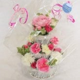 【送料無料!】★バルーンフラワー ＆ 3段★ 【誕生日】 【結婚祝い】 【結婚記念日】【翌日お届け】 【ケーキフラワー】 【記念日】 【お祝い】【開店祝い】