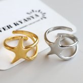 ステンレス ヒトデリング スターリング 海星 シンプル ゴールド 18K GP シルバー フリーサイズ レディース 女性 指輪 金属アレルギー対応