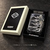 ZIPPO ハーレー ダビッドソン ジッポライター ブラック＆シルバー かっこいい ファイヤー 3面銀燻しメタル イーグル 黒銀 HARLEY-DAVIDSON 日本国内限定モデル ジッポー ギフト