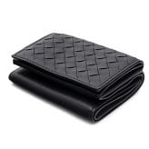 ボッテガヴェネタ BOTTEGA VENETA 三つ折り財布 イントレチャート メンズ レディース ブラック 黒 グレー 小銭入れ付き ミニ財布 ラムレザー 本革 カード入れ6つ 515385 V3UN2 1295 コンパクト
