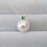 ［pearl601］8mm - 8.5mm ホワイトピンク ペンダント ネックレス 5月 誕生石 エメラルド あこや真珠