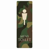 トイレ プレート 木製 MENS 迷彩 カラー 長方形 縦書き 9x27cm ドア サインステッカー ピクトサイン トイレマーク表示 案内 注意 施設 御手洗 TOILET おしゃれ シンプル 安全対策