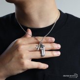 シルバー925 フェザーネックレス インディアンジュエリー ペンダントネックレス メンズネックレス シルバー 太角 あずきチェーン 細身 羽根 イーグル リーフ 小さめ 小ぶり 大人 精巧 立体的 男性 金属アレルギー対応