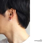 シルバー925 ストーンピアス フープピアス ブラックライン シルバーピアス キラキラ スタイリッシュ 大人 カッコイイ 小粒 片耳1点 メンズ 男性 金属アレルギー対応 イヤリング