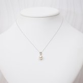 ［pearl584］ 8mm - 8.5mm ホワイトピンク ペンダント ダイヤモンド付 あこや真珠 0.01ct ハート