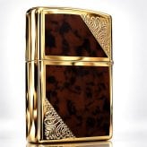 ZIPPO ライター ジッポ ゴールド＆ブラウン クラシック アラベスク 両面加工 マーブル柄 金タンク かっこいい ギフト メンズ プレゼント