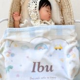 【お名前入りブランケット】Boys toybox 名入れ ギフト 出産祝い 新生児 ニューボーン 誕生日 出産準備 撮影アイテム ベビーブランケット おもちゃ箱　チェック柄  くま 恐竜 くるま