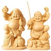 大黒天 大黒様 恵比寿様 恵比寿天 15cm 商売繁盛 神棚 七福神 金運 財運 木彫り 縁起物 贈り物 ギフト 神具 セット 木彫 置物 商売