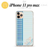 iPhone11ProMax iPhone11pro max スマホケース ソフトケース チェック ボーダー 青 +アルファベット メンズ レディース nk-i11pm-tp1604i