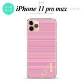 iPhone11ProMax iPhone11pro max スマホケース ハードケース ボーダー 細 ピンク +アルファベット メンズ レディース nk-i11pm-1286i
