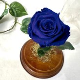 【天然ダイヤモンドの輝き】プリザーブドフラワー バラ 薔薇 ガラスドーム 2色 赤 青 ダイヤモンドローズ 花 ギフト プロポーズ 結婚式 記念日 誕生日 プレゼント 女性 妻 彼女 美女と野獣 サムシングブルー アモローサ 還暦祝い 退職祝い お祝い インテリア オブジェ Lulu＊s ルルズ