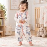 スリーパー ベビー 秋冬用 通販 ベビー寝袋 着る毛布子ども 赤ちゃんパジャマ カバーオール ルームウェア キッズスリーパー 長袖ベスト2WAY 袖取り外し可能 綿100パーセント 中綿入り防寒 寝冷え防止対策 出産祝いギフト 前開きジッパー 男の子女の子 厚手