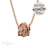 ゴールド ネックレス ハワイアンジュエリー ネックレス ピンクゴールド バレル 樽 プルメリア 透かし模様 14k カットあずきチェーン太0.9mm ギフトラッピング可能 彼女 妻 女性 レディース プレゼント ハロウィン 【品番：CG-GP105R-CH123】