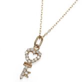 ネックレス レディース K10 PG ピンクゴールド 0.2ct ダイヤモンド キー 鍵 モチーフ ペンダント 10金 天然石 ダイヤ ジュエリー アクセサリー 誕生日 プレゼント 記念日 贈り物
