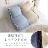 ソファ 座椅子 ー 連結できる カバーリング ビーズ AFULE-アフューレ- 1P 1人掛け ブルー グレー ベージュ 国産 日本製 クッション 椅子 イス いす ビーズクッション 連結 洗える ファブリック 布製 北欧 おしゃれ