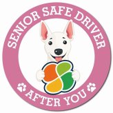 カーサイン 高齢者マーク SENIOR SAFE DRIVER ミニチュアブルテリア マグネット 強力 直径13cm 肉球 日本製 車 ステッカー