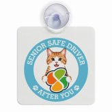 カーサイン 高齢者マーク SENIOR SAFE DRIVER 茶白 車内用 吸盤タイプ 収れん火災防止タイプ 肉球 日本製 車 ステッカー