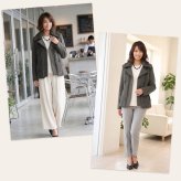 ラビットファー付ジャケット レディース 秋 冬 ナポレオンカラー M 母 女性 ギフト プレゼント 6F (01000734r)