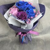 プリザーブドフラワー青と紫の薔薇の花束ギフトボックス