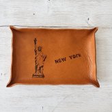 自由の女神を刻印した本革レザートレイ｜ニューヨーク｜15×10cm