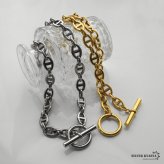 ステンレス マンテルネックレス アンカー チェーンネックレス 18KGP ゴールド シルバー シンプル 存在感 メタル お洒落 錨 レディース 女性 金属アレルギー対応