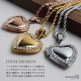 ステンレス ロケットネックレス ロケットペンダント ハートネックレス 写真 記念 思い出 ハワイアンネックレス ロープチェーン ゴールドネックレス 18KGP シルバー ピンク ストーン 男女兼用 金属アレルギー対応