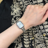 箱なし カシオ 腕時計 レディース CASIO アイスブルー アクア 水色 シルバー スクエア 長方形 メタル 海外モデル 逆輸入 小さめ 薄型 シンプル 上品 仕事 通勤 就職祝い 誕生日 母の日 プレゼント ギフト 成人 卒業 入学