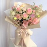 LaFleurおまかせブーケ/ピンク 【 生花商品 】 フラワーギフト  生花 生花ブーケ 誕生日 記念日 開店祝い 送別 歓送迎 卒業 入学