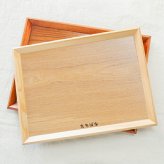 トレイ お盆 名入れ 名前入れ トレー 木製 角型 40cm おしゃれ 北欧 ナチュラル おぼん 長角膳 配膳 カフェ 旅館 ホテル 飲食店 和風 洋風 正月 お供え アンティーク 木目 ブラウン 40×30×2.4cm 父の日 男性 女性 定年 退職 卒業