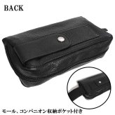 パイプポーチ 黒 2本用 CHACOM ファスナー ポケット フラップ仕様 喫煙具 合皮製 タバコ 収納 皮 シャコム ブラック おしゃれ かっこいい メンズ 高級 ギフト プレゼント