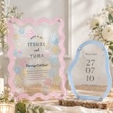 【結婚証明書】アクリル ウェディング ドロップス Wavy Kunette | 結婚式 バブル ウェルカムスペース ウェルカムボード 人前式 寄せ書き 芳名帳 おしゃれ ガラス かわいい ゲスト参加型 披露宴 名入れ 日付 シンプル メッセージ 30 40 50 60 70 100 115 受付演出  ナチュラル