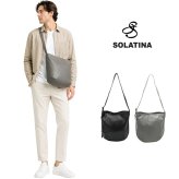 SOLATINA シンプルショルダー大 大容量 ショルダーバッグ 斜め掛け 普段使い 使いやすい シンプル 牛革 メンズ ギフト プレゼント ブラック sbi-00020