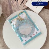 猫のミラー＆ヘアコームセット キーホルダー ミラー 鏡 コーム ねこ キャット 携帯 ネコ ヘアブラシ 猫型 猫モチーフ ブラシ かわいい おしゃれ 櫛 クシ 髪 コンパクト 薄い 美髪コーム レディース ヘアケア さらさら マッサージ 女性