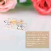K10 ゴールド ピアス フラワー イエローゴールド ピンクゴールド ホワイトゴールド 地金入りシリコンキャッチ キュービックジルコニア 花 10金 10K 華奢 上品 シャルムーズ 彼女 妻 女性 レディース 誕生日 プレゼント ハロウィン 【品番：RME-773270-620】