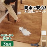 ホットカーペット カバー 防水 木目調ホットカーペット・カバー-ウッディ 3畳用(250x198) ホットカーペット本体 2点セット ラグ リビングマット フローリング調 クッション性 抗菌 防カビ 防汚 防水 日本製 床暖房対応 ペット 子供 あったか