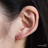 シルバー925 小ぶりピアス 極小 スタッドピアス シンプルピアス シルバー バーベル 小さめ ワンポイント ねじ式 表裏 円柱 三段 メタル 片耳1点 レディース 女性 金属アレルギー対応 イヤリング