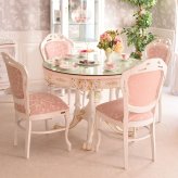 テーブル 6人用 幅160cm ダイニングテーブル 楕円形 チェア ROCOCO ダイニングセット 7点セット 160cm 楕円 ガラス付 イタリア製チェア ロココ調 姫系 猫脚 アンティーク調 ヨーロピ 新生活