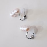 ［pearl616］ 7.5mm - 8mm ホワイトピンク 3連 イヤリング あこや真珠 本真珠 熊本 天草 真珠