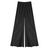 総レース ロングペチパンツ レディース ペチコート レースパンツ 見せパン 裏地付き ウエストゴム レイヤード 重ね着 ワンピース スカート インナー 