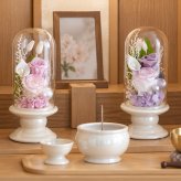 ☆プリザーブドフラワー お供え花 ガラスドーム仏花 ローズメモリー☆ プリザーブドフラワー お供え花 仏花 ガラスドーム仏花 プリザーブドフラワー 仏花 お供え プリザーブドフラワー ローズ バラ ピンク ラベンダー パープル 枯れない仏花 水替え不要 お手入れ簡単 ギフト プレゼント