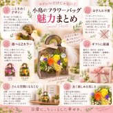 小鳥のフラワーバッグ｜プリザーブドフラワー フラワーアレンジメント 花かご インテリア ギフト 誕生日 母の日 お祝い おしゃれ かわいい メッセージカード 結婚記念日 プレゼント ギフト 結婚祝い ウェディング プロポーズ 女性 妻 開店祝い 入学祝い サプライズ