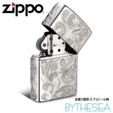 Zippo ライター ジッポライター 愛煙家 喫煙 シルバー925 スターリングシルバー #13 レギュラータイプ スクロール模様 5面手彫り ハワイアンジュエリー おしゃれ かっこいい ジッポーライター BY THE SEA バイザシー 彼氏 夫 男性 メンズ 誕生日 プレゼント ハロウィン 【品番：FL101S】