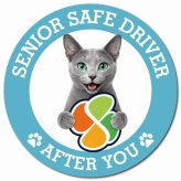 カーサイン 高齢者マーク SENIOR SAFE DRIVER ロシアンブルー マグネット 強力 直径13cm 肉球 日本製 車 ステッカー