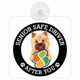 カーサイン 高齢者マーク SENIOR SAFE DRIVER ノーリッチテリア 車内用 吸盤タイプ 収れん火災防止タイプ 肉球 日本製 車 ステッカー
