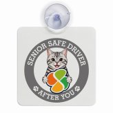 カーサイン 高齢者マーク SENIOR SAFE DRIVER アメリカンショートヘア 車内用 吸盤タイプ 収れん火災防止タイプ 肉球 日本製 車 ステッカー