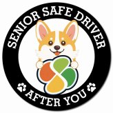 カーサイン 高齢者マーク SENIOR SAFE DRIVER コーギー マグネット 強力 直径13cm 肉球 日本製 車 ステッカー