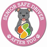 カーサイン 高齢者マーク SENIOR SAFE DRIVER スタッフォードシャーブルテリア マグネット 強力 直径13cm 肉球 日本製 車 ステッカー