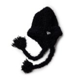 ニューエラ 猫耳 ニット帽 レディース NEWERA ブランド 正規品 15119592 ねこ耳 ネコ耳 スクエア ニットキャップ 三つ編み付きシャギー フラップ 大きめ 女性 女子 ブラック 黒 秋冬 ワンポイント おしゃれ かわいい シンプル ストリート 韓国ファッション サブカル ダンス