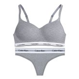 カルバンクライン Calvin Klein(CK) ブラ&ショーツ Tバック セット ノンワイヤー ロゴ 無地 下着 アンダーウェア QP3561O+F3786 レディース グレー